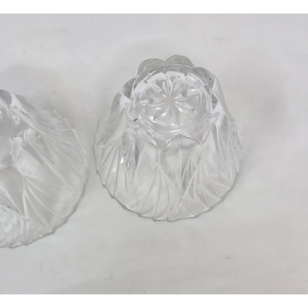 Retro-Style Pressed Glass Votive Candle Holders Set of 3 Scalloped Panel Cut 4in